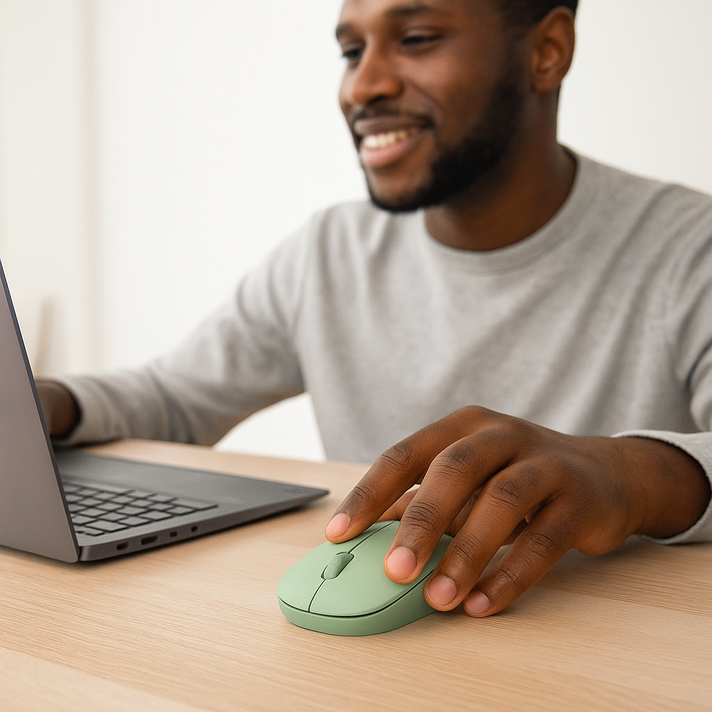 Port Wireless Mouse – Clean Wireless Control in a Soft Olive Finish