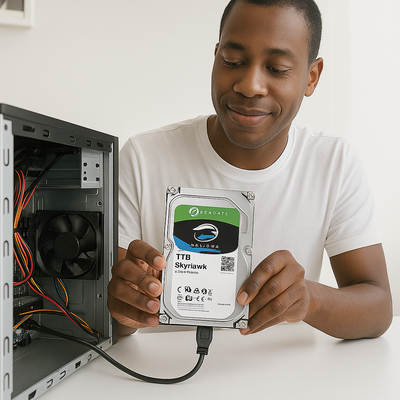 Seagate 1TB 3.5" SkyHawk Surveillance HDD – Built for 24/7 Performance and Video Reliability