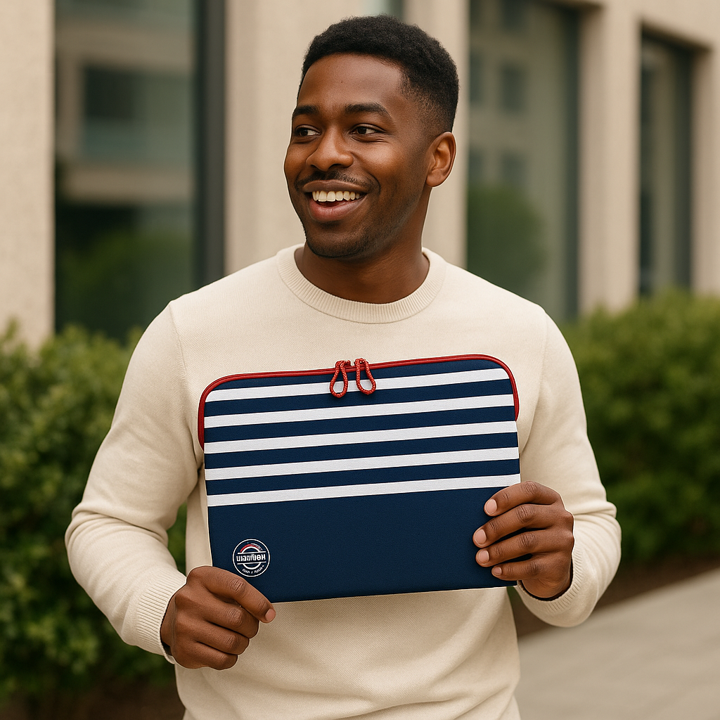 Port La Marinière 15.6" Sleeve – Timeless French Elegance in Navy and White