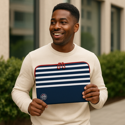 Port La Marinière 15.6" Sleeve – Timeless French Elegance in Navy and White